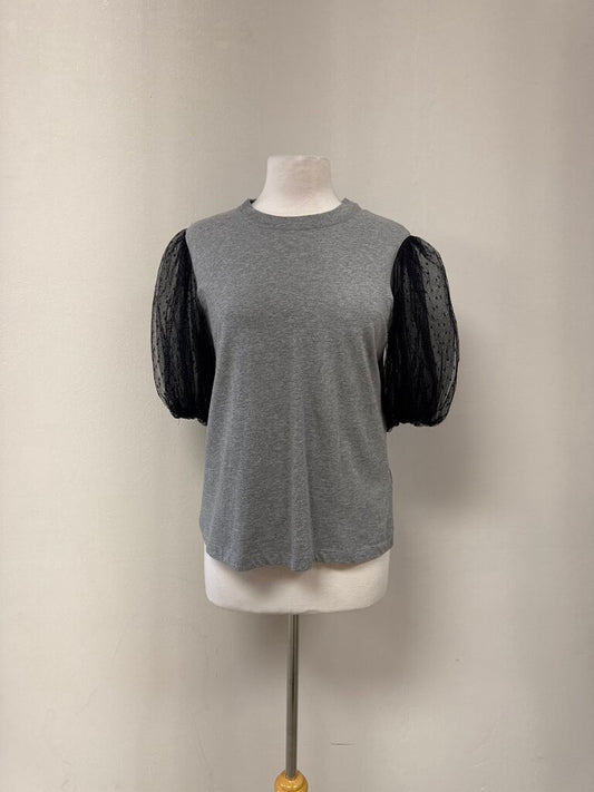 Red Valentino Grey and Tulle Tee
