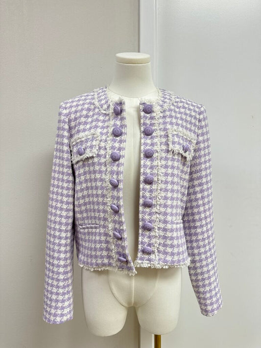 Generation Love Purple Houndstooth Tweed Jacket