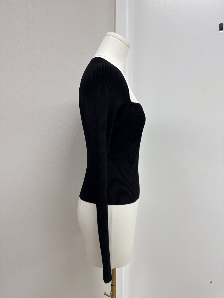 Simkhai Black Ribbed Knit Tee