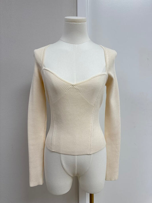 Simkhai Ivory Ribbed Knit Tee