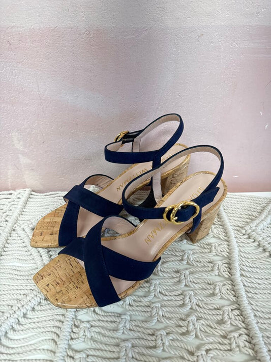 Stuart Weitzman Navy Suede and Cork Sandal NWT