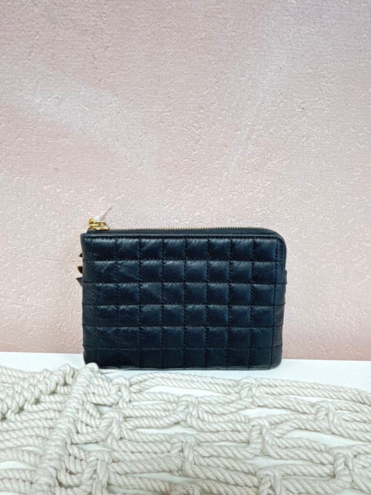 Celine Black Leather Quilted Coin Purse
