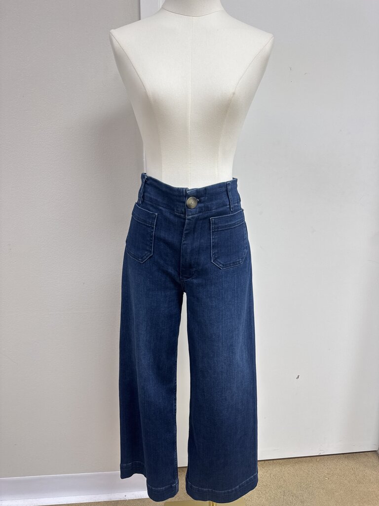 Pilcro Blue Denim WIde Leg Pocket Jean