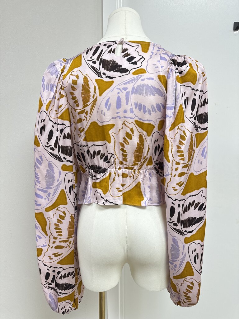 for Love and Lemons Lilac Printed Wrap Top
