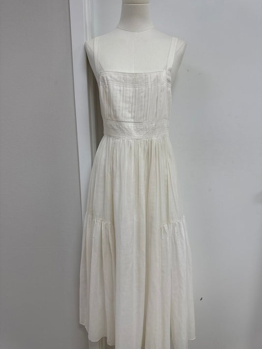 La Ligne White Pleated Maxi Dress NWT