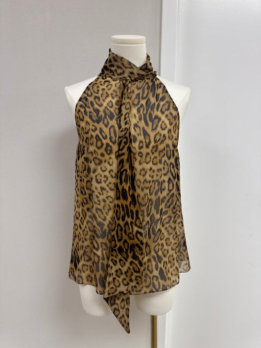 Nili Lotan Animal Print Sleeveless Blouse