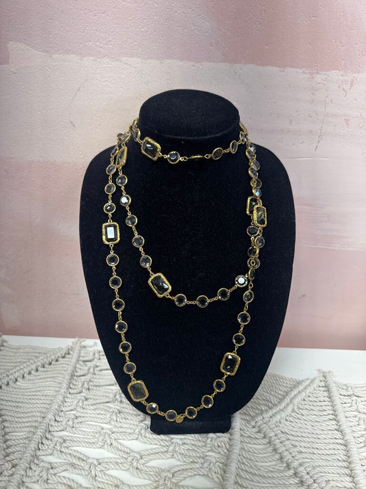 Chanel Green Swarovski Crystal Vintage Chicklet Sautoir Necklace '81