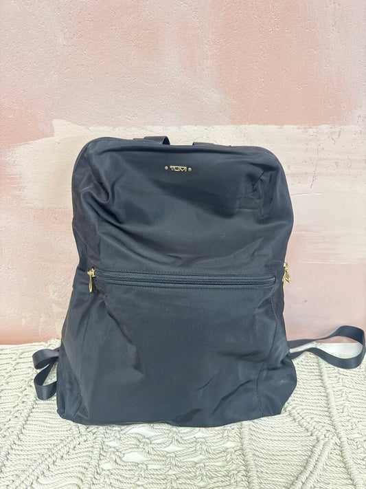 Tumi Black Nylon Just In Case Foldable Backpack w/ Packing Case