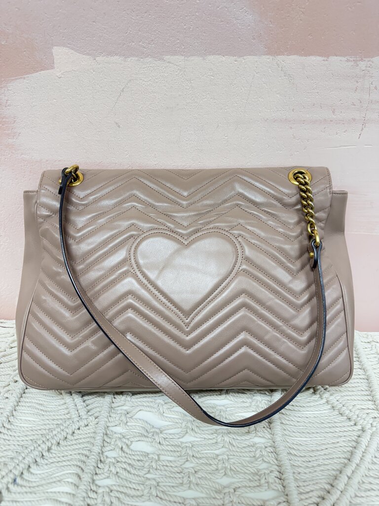 Gucci Tan Double G Marmont Large Flap Shoulder Bag