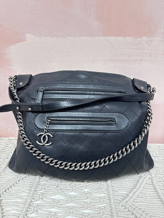 Chanel Black Quilted Paris Edinburgh Hobo '13-14