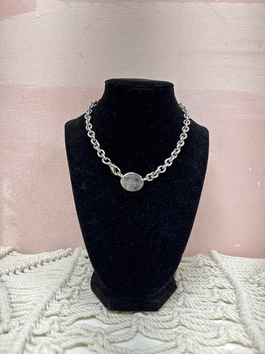 Tiffany & Co Silver Return to Tiffany Oval Tag Pendant Necklace