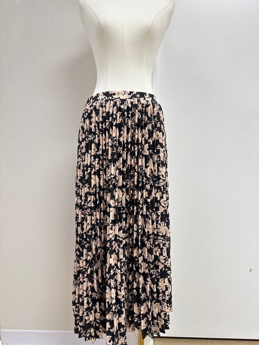 English Factory Black Floral Pleated Maxi Skirt NWT