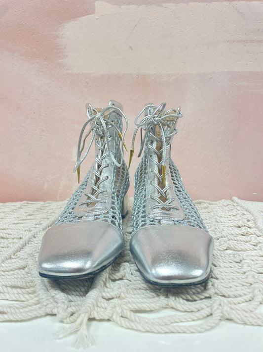 Dior Silver Laminated Lambskin Resille Naughtily-D Boot