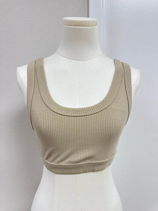 Alo Tan Ribbed Tank Bralette