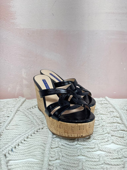 Stuart Weitzman Black Cork Wedge Sandal