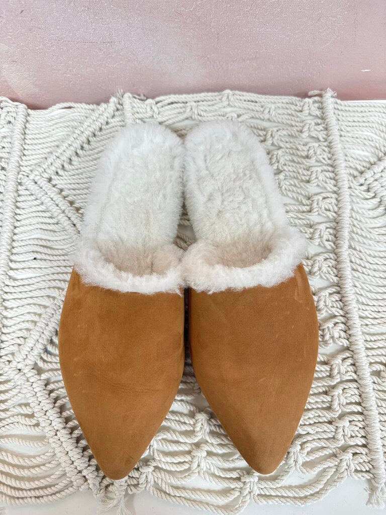 Jenni Kayne Tan Suede Shearling Mule