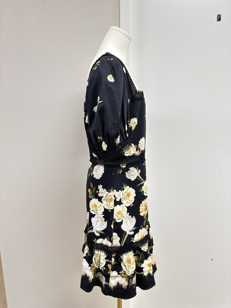 alice + olivia Black Floral Mini Dress