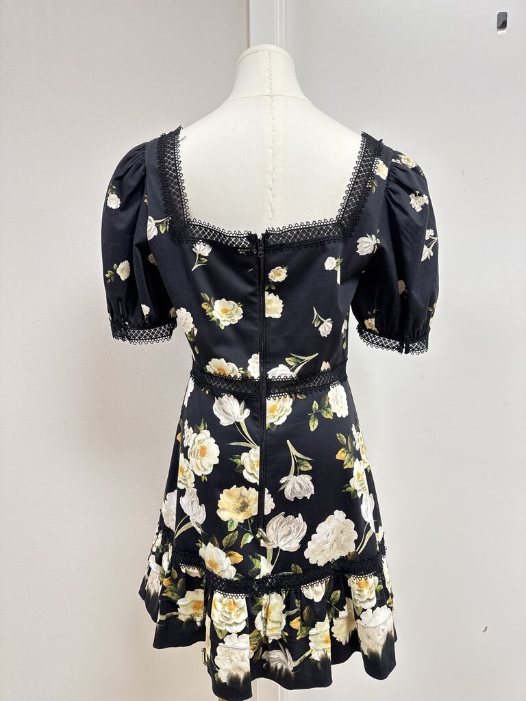 alice + olivia Black Floral Mini Dress