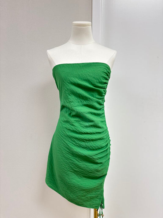 Sndys. Green Ruched Mini Dress NWT