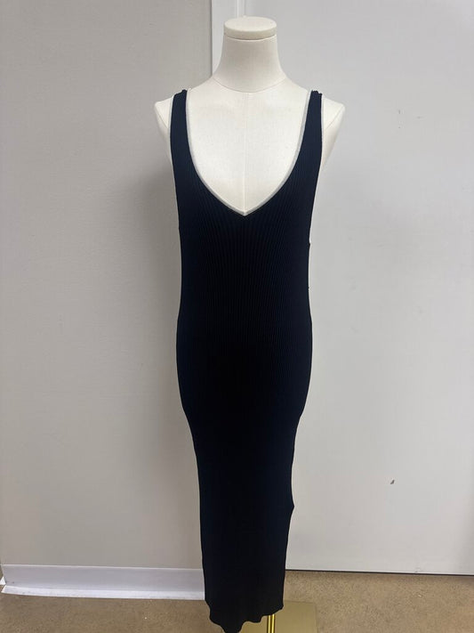 Staud Black Ribbed Tank Maxi Dress
