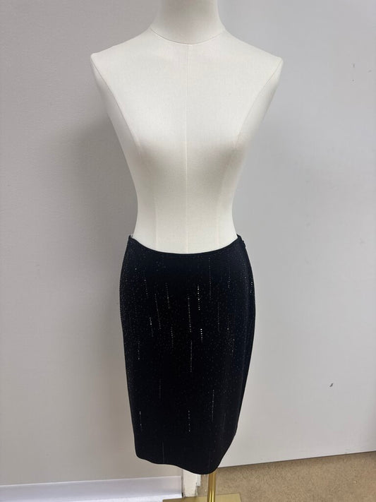 St John Black Beaded Knit Skirt
