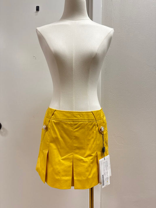 Dolce & Gabbana Yellow Box Pleat Mini Skirt NWT