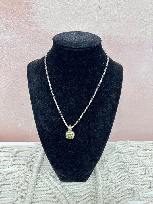 David Yurman Silver and Gold Peridot Albion Pendant Necklace