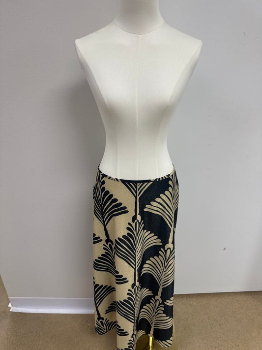 Johanna Ortiz Black and Gold Palm Maxi Skirt