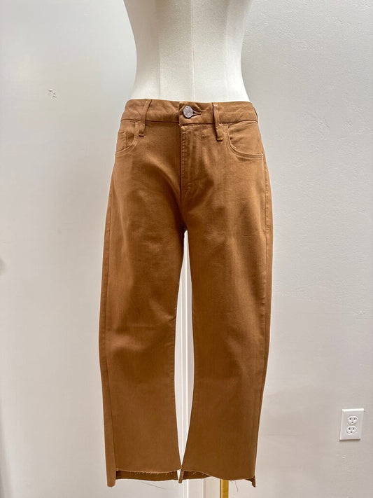 Frame Tan Coated Straight Leg Jean