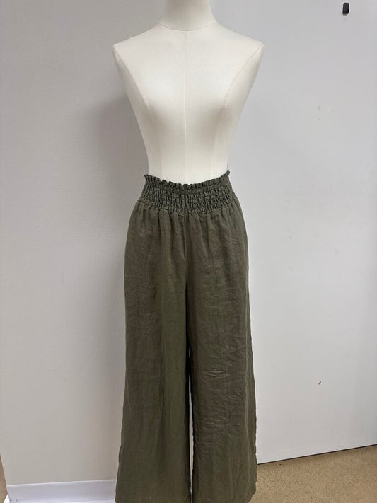 Sanctuary Olive Linen Pull On Pant