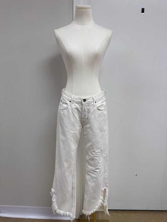 GRLFRND White Raw Hem Jean