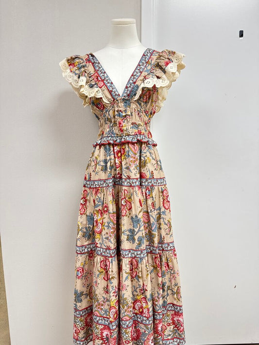 Sea New York Tan Floral Maxi Dress