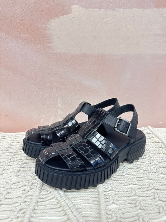Sorel Black Embossed Lug Sole Sandal