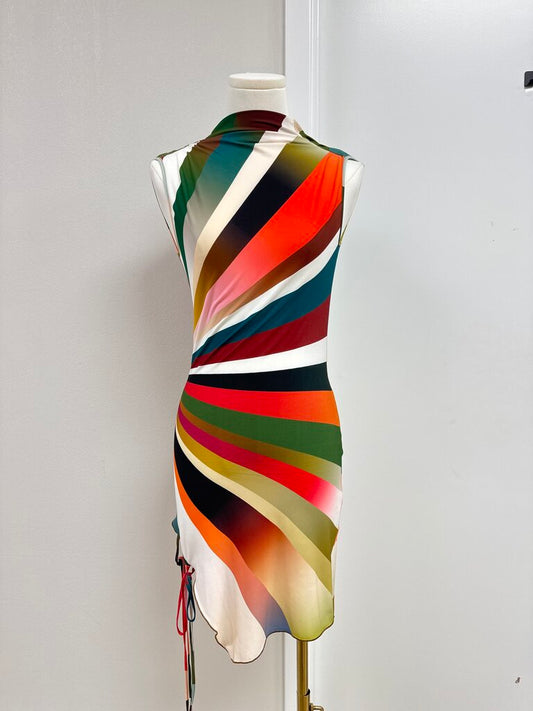Siedres Rainbow Cowl Neck Dress NWT
