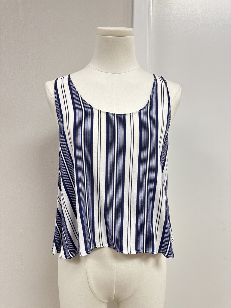 L'Acedemie Blue and White Striped Tank