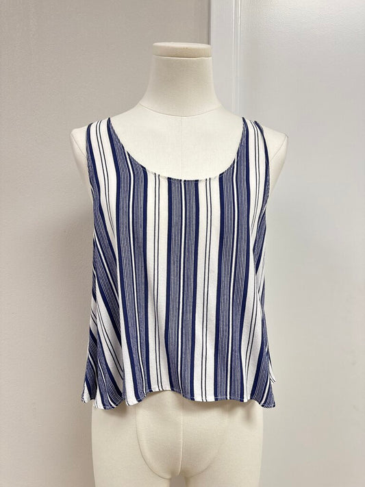 L'Acedemie Blue and White Striped Tank