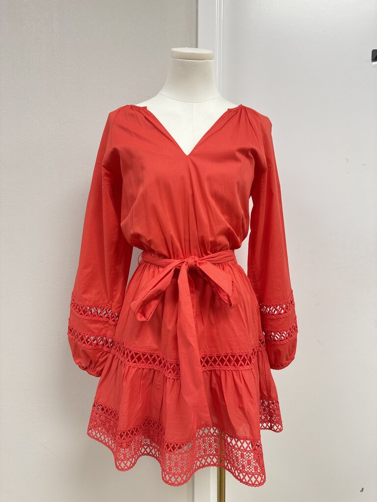 Evereve Red Crochet Detail Dress