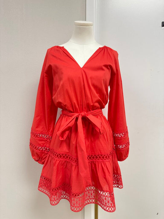 Evereve Red Crochet Detail Dress