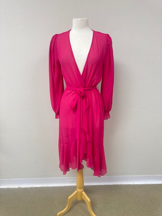 LPA Fuchsia Sheer Wrap Dress