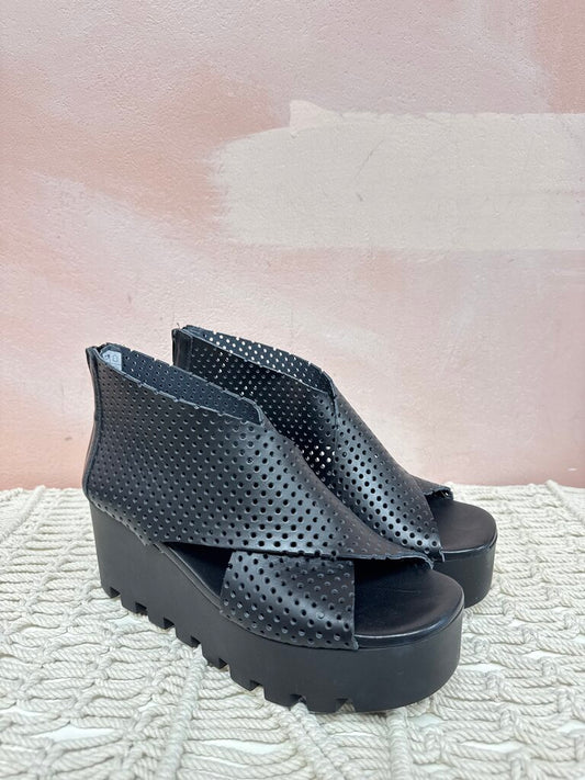 Ethem Black Perforated Wedge NWT