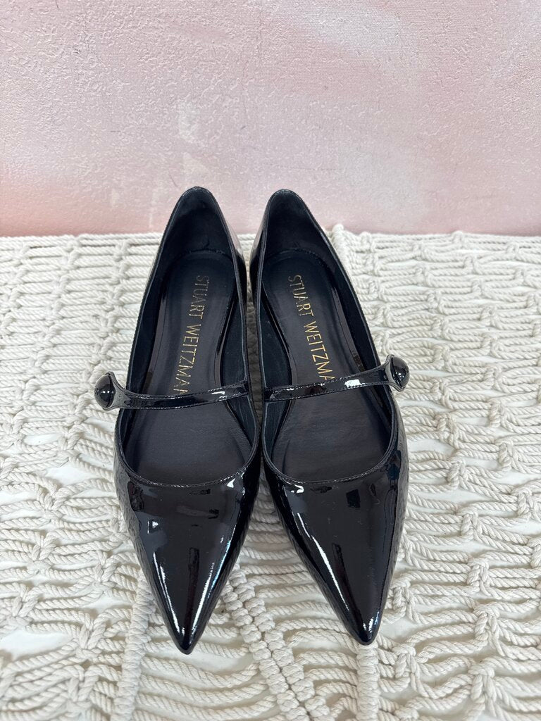 Stuart Weitzman Black Patent Mary Jane Flat