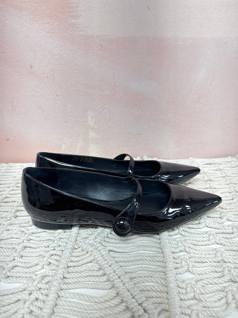 Stuart Weitzman Black Patent Mary Jane Flat