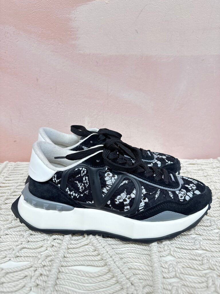 Valentino Black Lace Trainer Sneakers