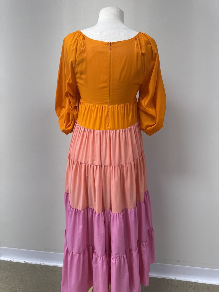 Staud Orange Colorblock Maxi Dress NWT