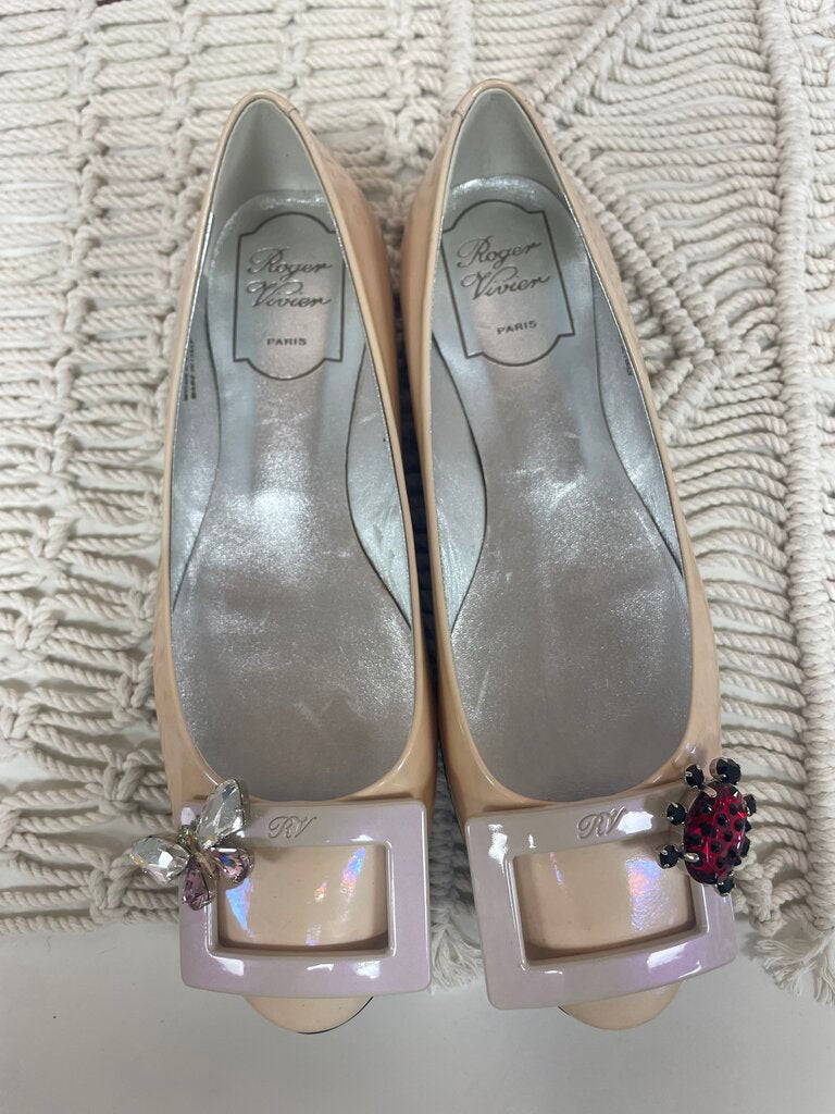 Roger Vivier Beige Patent Ladbug Flat