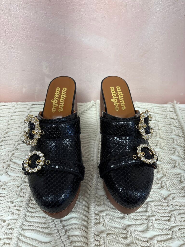 Autumn Adeigbo Black Embossed Clog NWT