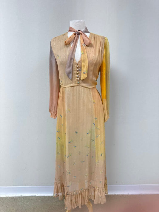 Blank Blush Metallic Ombre Maxi Dress NWT
