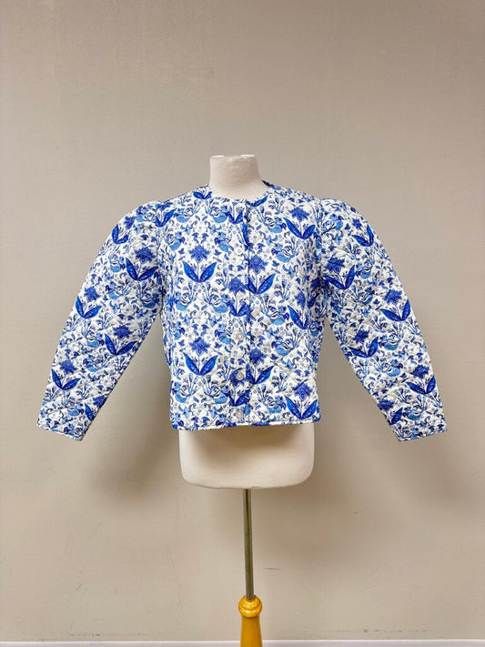Sail to Sable Blue Floral Quitled Jacket NWT