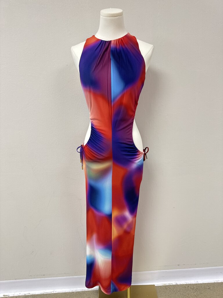 Rebecca Vallance Multi Print Cut Out Jersey Maxi Dress