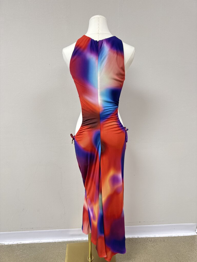 Rebecca Vallance Multi Print Cut Out Jersey Maxi Dress